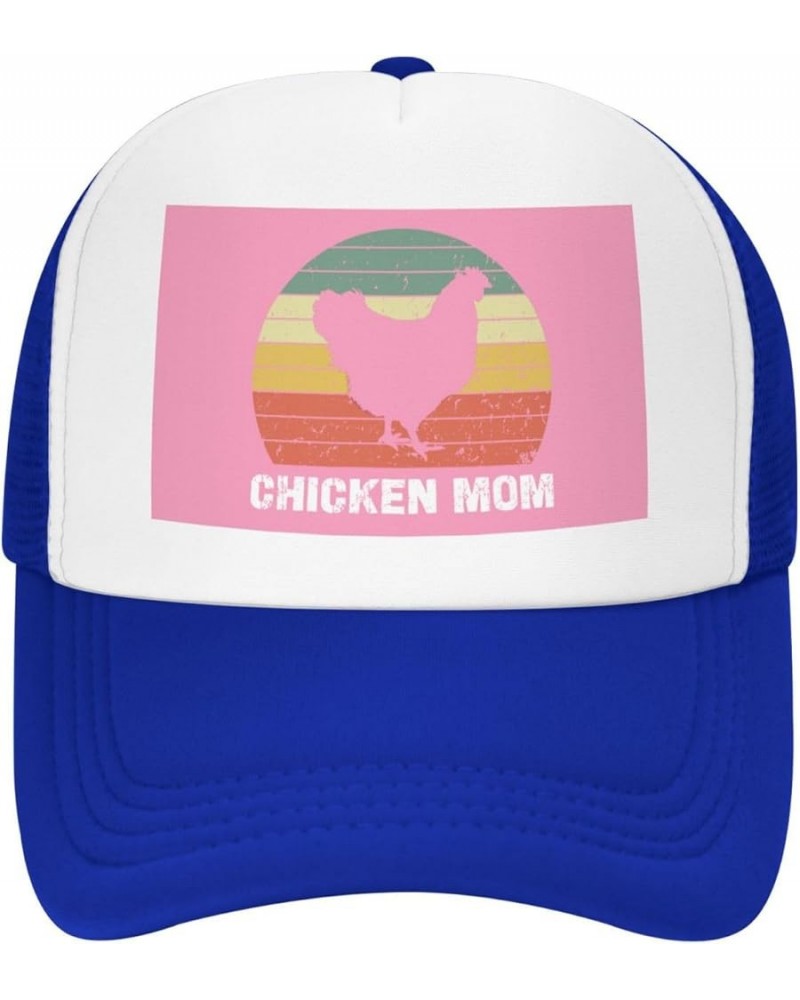 Chicken Mom Mesh Cap Chicken-Mama Mesh Hat Men Women Baseball Cap Trucker Hat Sports Hat Blue $10.99 Baseball Caps