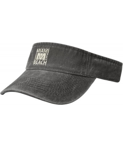 Miami Vintage Stamp Print Sun Visor Hats for Women Men Adjustable Sports Sun Hats Golf Cap Deep Heather $14.54 Visors