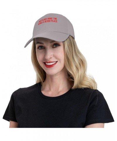 Women's and Men's Baseball Caps Mustaches Make The World A Better Place Original Dad Hat Adjustable Casquette Cap Gray $9.90 ...