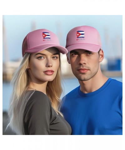 Vintage Cuba Cuban Flag Baseball Cap Men Women Solid Mesh Pink $10.91 Baseball Caps