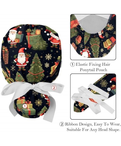 2 Pack Bouffant Caps Christmas Snowflakes Ponytail Scrub Cap with Buttons Adjustable Working Hats, Multicoloured Color 11 $12...