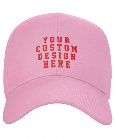 Custom Hat Add Your Own Text Logo Picture Design Your Personalized Baseball Hats Pink $7.36 Baseball Caps