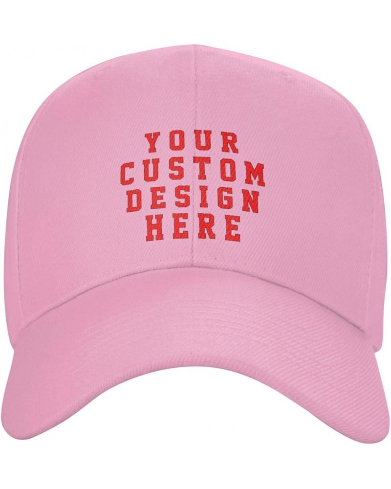 Custom Hat Add Your Own Text Logo Picture Design Your Personalized Baseball Hats Pink $7.36 Baseball Caps