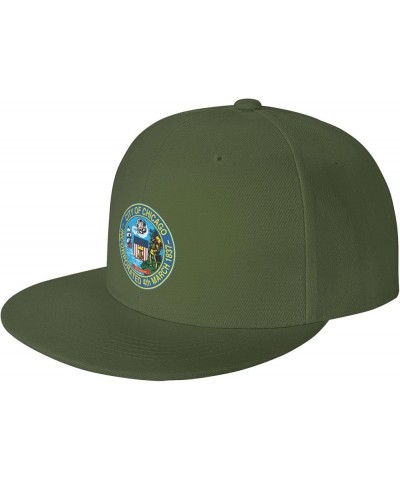 Seal of Chicago, Illinois Baseball Cap for Men Women Snapback Hat Trucker Flat Bill Caps Sun Hat Moss Green $10.23 Baseball Caps