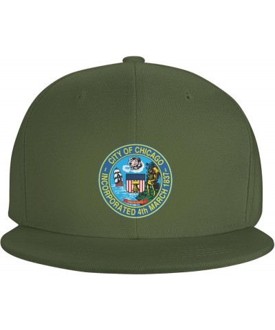 Seal of Chicago, Illinois Baseball Cap for Men Women Snapback Hat Trucker Flat Bill Caps Sun Hat Moss Green $10.23 Baseball Caps