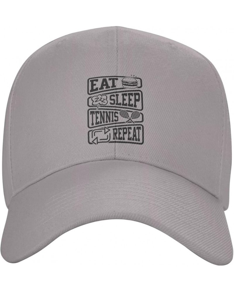 Eat Sleep Tennis Repeat Baseball Cap for Men Women Dad Hat Classic Adjustable Golf Hats Gray $10.50 Baseball Caps