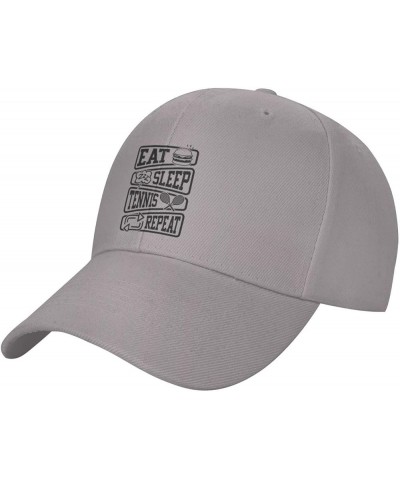 Eat Sleep Tennis Repeat Baseball Cap for Men Women Dad Hat Classic Adjustable Golf Hats Gray $10.50 Baseball Caps