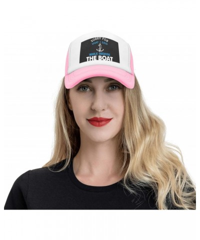 Sorry for What I Said While Docking The Boat Breathable Mesh Baseball Cap Adjustable Lightweight Trucker Hat Pink $14.54 Base...