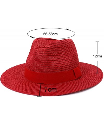 Fashion Spring Summer Beach Straw Hat Ribbon Breathable Sun Cap Casual Vacation Panama Fedoras Hat Caramel $11.49 Sun Hats