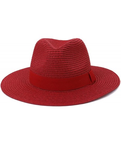 Fashion Spring Summer Beach Straw Hat Ribbon Breathable Sun Cap Casual Vacation Panama Fedoras Hat Caramel $11.49 Sun Hats