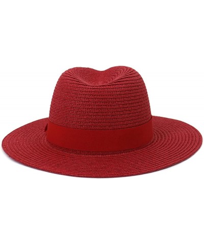 Fashion Spring Summer Beach Straw Hat Ribbon Breathable Sun Cap Casual Vacation Panama Fedoras Hat Caramel $11.49 Sun Hats