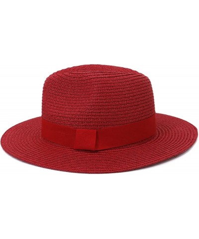 Fashion Spring Summer Beach Straw Hat Ribbon Breathable Sun Cap Casual Vacation Panama Fedoras Hat Caramel $11.49 Sun Hats