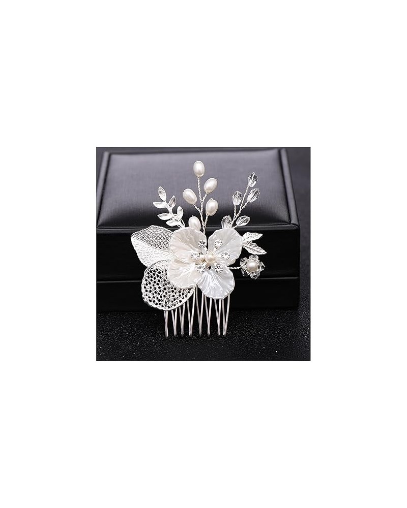 Hair jewelry crown tiaras for women Bride Flower Hair Comb Wedding Hair Ornaments Pearl Hair Combs Silver Color Hairpins Jewe...