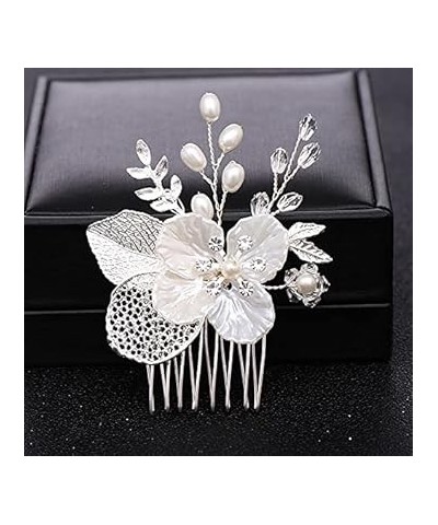 Hair jewelry crown tiaras for women Bride Flower Hair Comb Wedding Hair Ornaments Pearl Hair Combs Silver Color Hairpins Jewe...