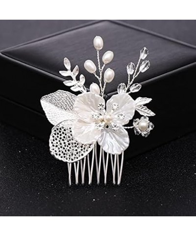 Hair jewelry crown tiaras for women Bride Flower Hair Comb Wedding Hair Ornaments Pearl Hair Combs Silver Color Hairpins Jewe...