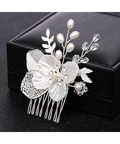 Hair jewelry crown tiaras for women Bride Flower Hair Comb Wedding Hair Ornaments Pearl Hair Combs Silver Color Hairpins Jewe...