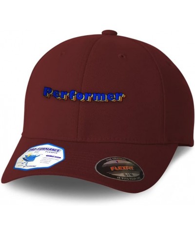 Flexfit Hats for Men & Women Performer Polyester Dad Hat Baseball Cap Burgundy Design Only $18.80 Baseball Caps