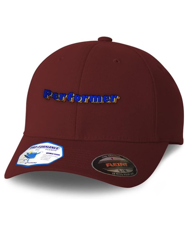 Flexfit Hats for Men & Women Performer Polyester Dad Hat Baseball Cap Burgundy Design Only $18.80 Baseball Caps