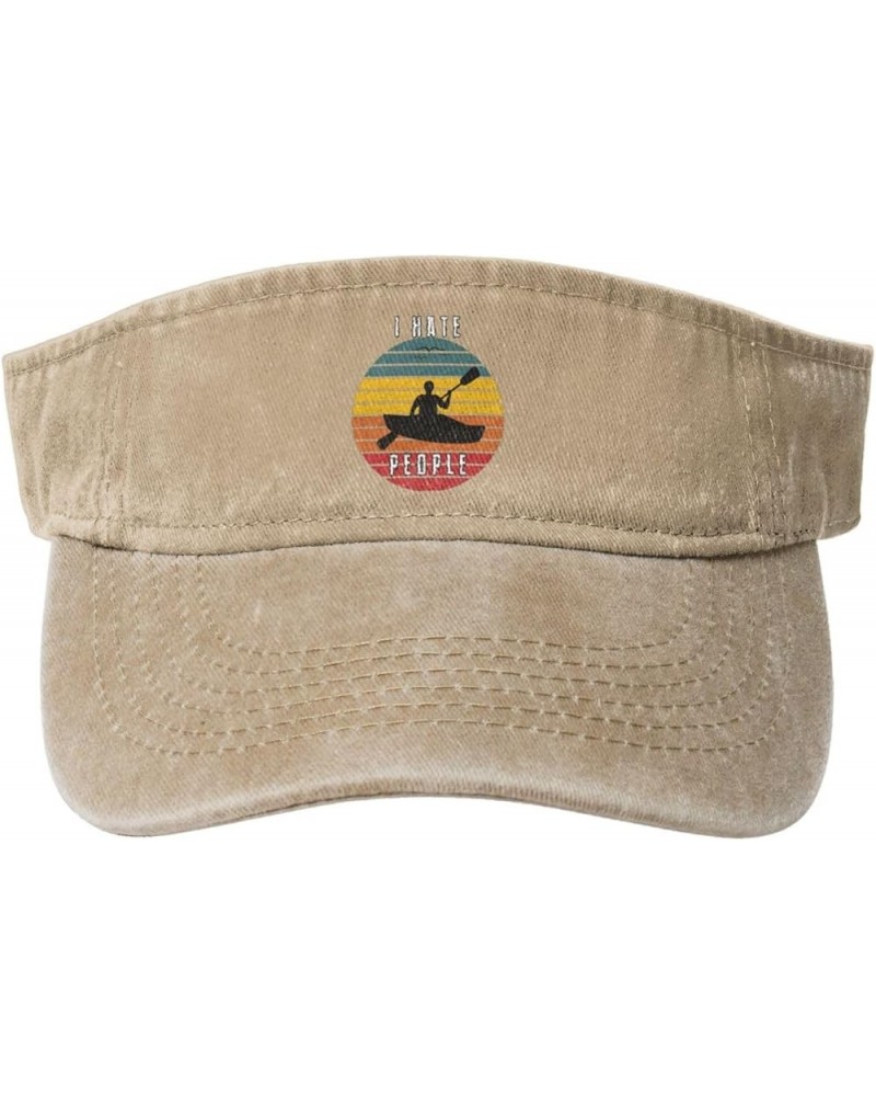 Kayaking Camping I Hate People Sport Sun Visor Hat Cotton Ball Caps Empty Top Baseball Sun Cap for Men Women Natural $10.57 V...