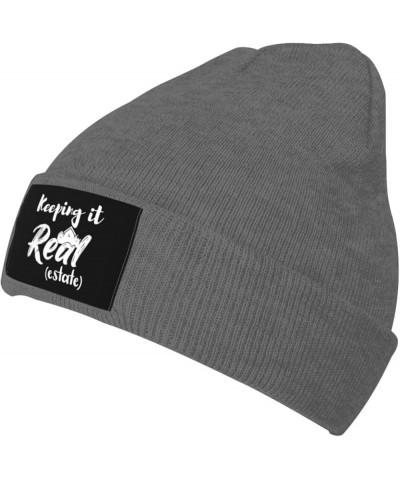 Keeping It Real Estate Knit Hat Men Women Winter Warm Knit Beanie Black Deep Heather $11.91 Skullies & Beanies