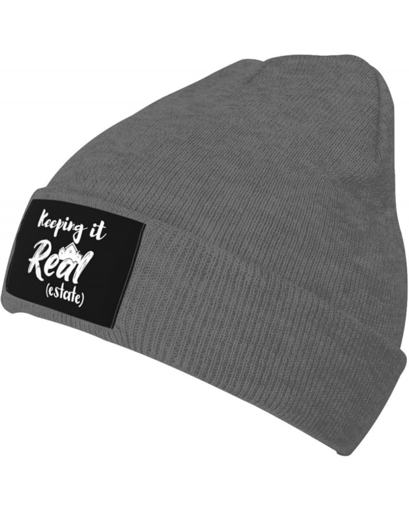 Keeping It Real Estate Knit Hat Men Women Winter Warm Knit Beanie Black Deep Heather $11.91 Skullies & Beanies