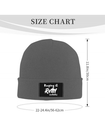 Keeping It Real Estate Knit Hat Men Women Winter Warm Knit Beanie Black Deep Heather $11.91 Skullies & Beanies