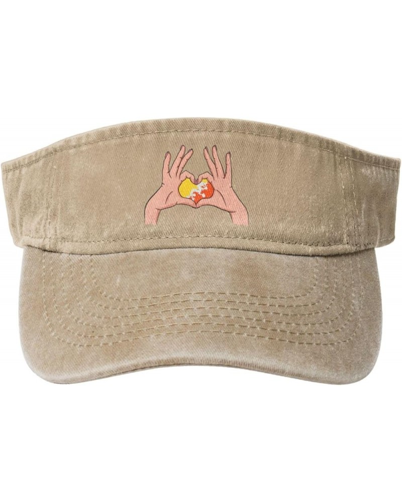 Holding Love in Your Hands Flag of Bhutan Sun Hat Sun Visor Hats for Women Men Baseball Cap Golf Hats Natural $10.89 Visors