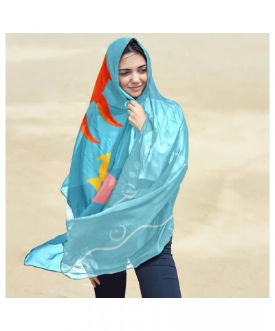 Silk Scarf for Women,Silk Head Scarf,Sunscreen Shawls,Fishes in Sea World $10.37 Scarves