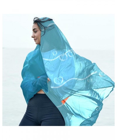 Silk Scarf for Women,Silk Head Scarf,Sunscreen Shawls,Fishes in Sea World $10.37 Scarves