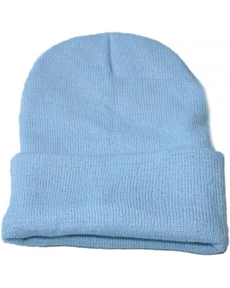 Women's Cuffed Knit Beanie Winter Hats Knit Skull Cap Warm Stocking Hats Running Skull Cap Daily Beanie Hat Light Blue $8.52 ...