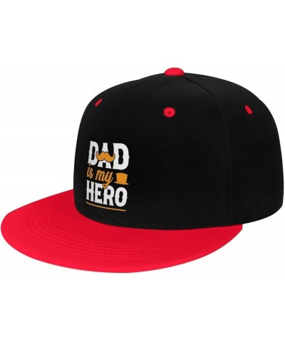 Dad is My Hero Snapback Hat for Men Women Baseball Cap Trucker Flat Bill Hats Dad Caps Red $14.54 Baseball Caps