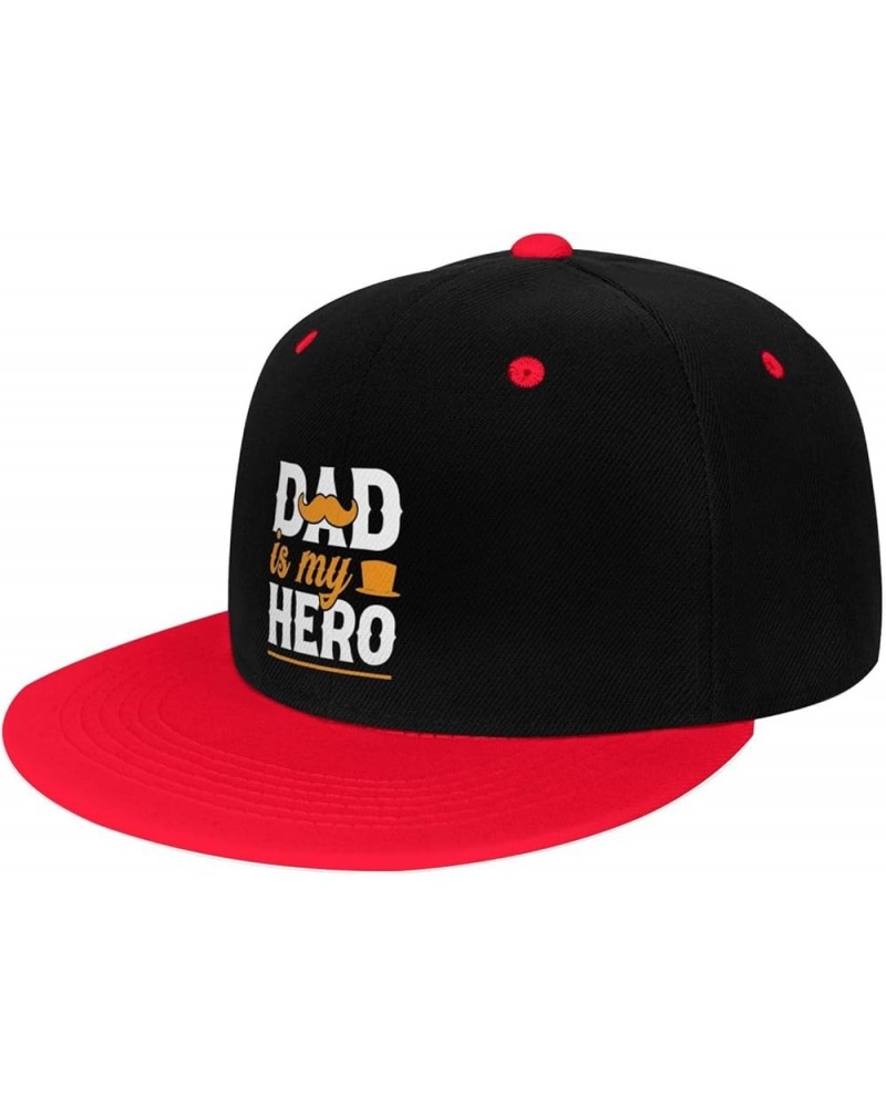 Dad is My Hero Snapback Hat for Men Women Baseball Cap Trucker Flat Bill Hats Dad Caps Red $14.54 Baseball Caps