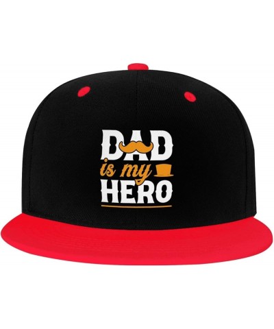 Dad is My Hero Snapback Hat for Men Women Baseball Cap Trucker Flat Bill Hats Dad Caps Red $14.54 Baseball Caps