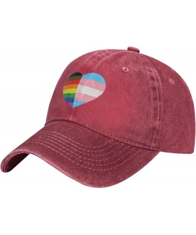 LGBT Rainbow and Transgender Pride Flag Cowboy Cap Adjustable Washable Cowboy Baseball Hat Unisex Black Red $16.38 Cowboy Hats