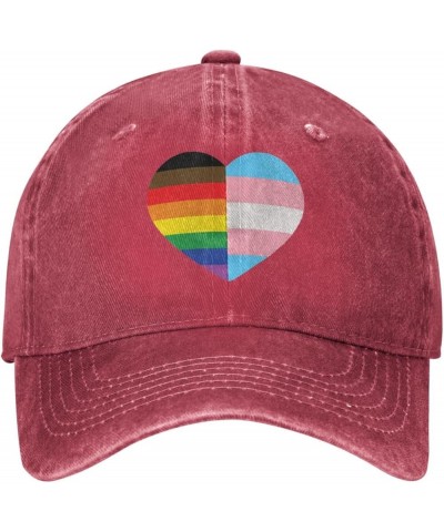 LGBT Rainbow and Transgender Pride Flag Cowboy Cap Adjustable Washable Cowboy Baseball Hat Unisex Black Red $16.38 Cowboy Hats