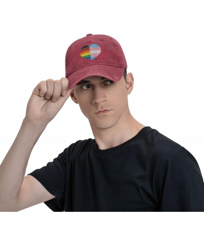 LGBT Rainbow and Transgender Pride Flag Cowboy Cap Adjustable Washable Cowboy Baseball Hat Unisex Black Red $16.38 Cowboy Hats