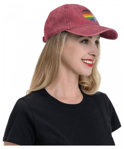 LGBT Rainbow and Transgender Pride Flag Cowboy Cap Adjustable Washable Cowboy Baseball Hat Unisex Black Red $16.38 Cowboy Hats