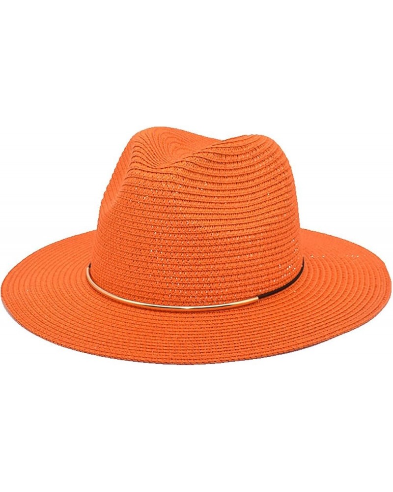 Adult Sun Solid Fashion Western Cowboy Hat Leather Windproof Hat Cowboy Hat Women A-orange $10.40 Fedoras