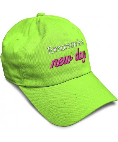 Soft Baseball Cap Tomorrow is A New Day Cotton Dad Hats for Men & Women Lime $13.05 Baseball Caps