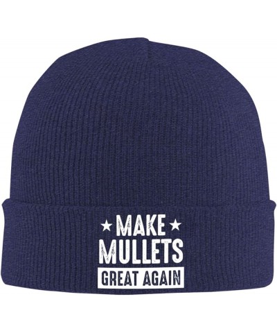 Slouchy Beanie for Women,Make Mullets Great Again Funny Political Humor Knit Skull Cap Warm Winter Hat Navy Blue $9.76 Skulli...