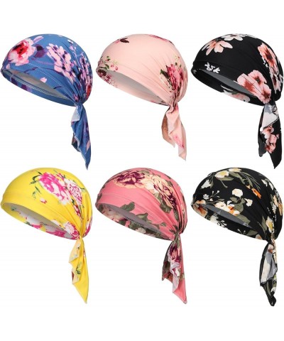 6 Pcs Women Head Scarf Pre-Tied Head Scarves Beanies Covers Cap Stretch Print Sleep Turban Hat Ruffle Beanie Scarf Bloom $18....