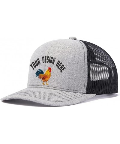 Custom Colorful Rooster 112 Trucker Hat Embroidered Western Farm Rooster G Design Your Farm Name Snaps Mesh Baseball Cap Grey...