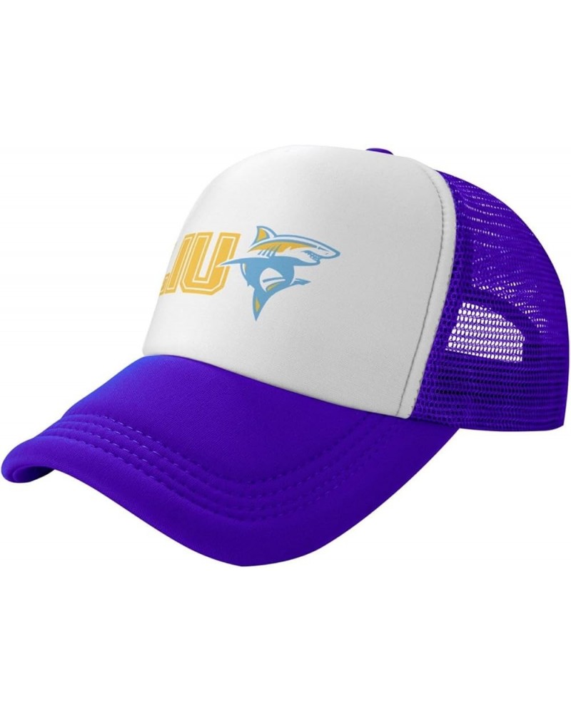 Long Island University Logo Trucker Hats for Both Men and Women - Mesh Baseball Snapback Hats Purple $12.09 Baseball Caps