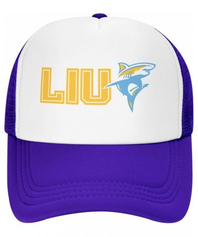 Long Island University Logo Trucker Hats for Both Men and Women - Mesh Baseball Snapback Hats Purple $12.09 Baseball Caps