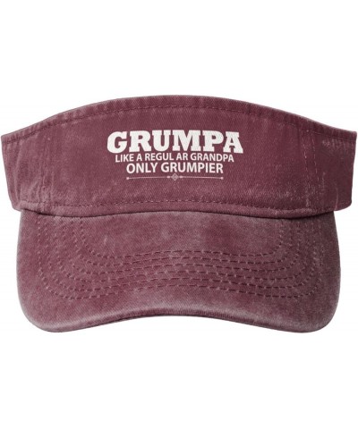 Grumpa Like A Regular Grandpa Only Grumpier Sports Sun Visor Hat for Men Women,Empty Top Sun Hats,Black Red $10.66 Visors