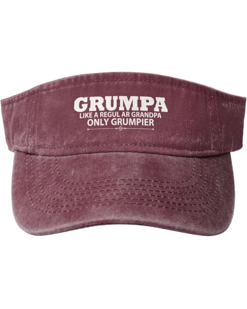 Grumpa Like A Regular Grandpa Only Grumpier Sports Sun Visor Hat for Men Women,Empty Top Sun Hats,Black Red $10.66 Visors