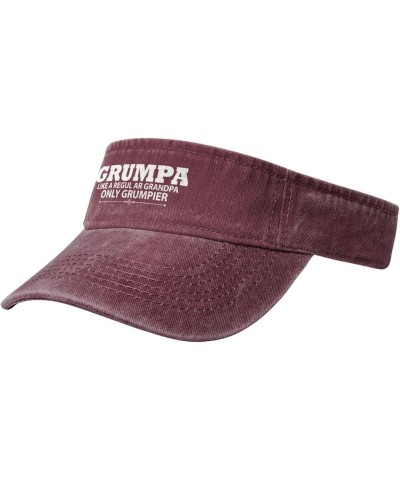 Grumpa Like A Regular Grandpa Only Grumpier Sports Sun Visor Hat for Men Women,Empty Top Sun Hats,Black Red $10.66 Visors