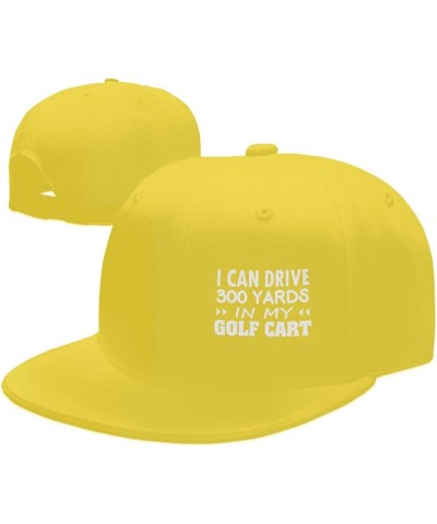 Flat Brim Baseball Cap I Can Drive 3hundred Yard in My Cart Hip Hop Adjustable Hat Men Women Yellow $10.63 Baseball Caps