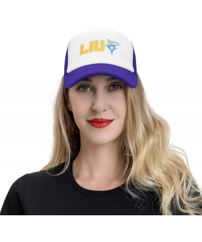 Long Island University Logo Trucker Hats for Both Men and Women - Mesh Baseball Snapback Hats Purple $12.09 Baseball Caps