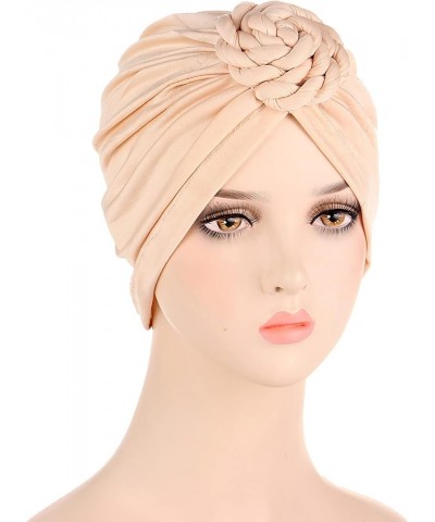 Women Slouchy Turban Hats Hats Cancer Headwear Cancer Sleep Cap Cotton Headwear Hat Beige $7.89 Skullies & Beanies